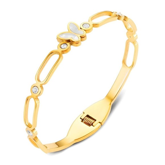 18K Gold-Plated Stainless-Steel Butterfly Bangle | 2 for $40 - Picture 1 of 7